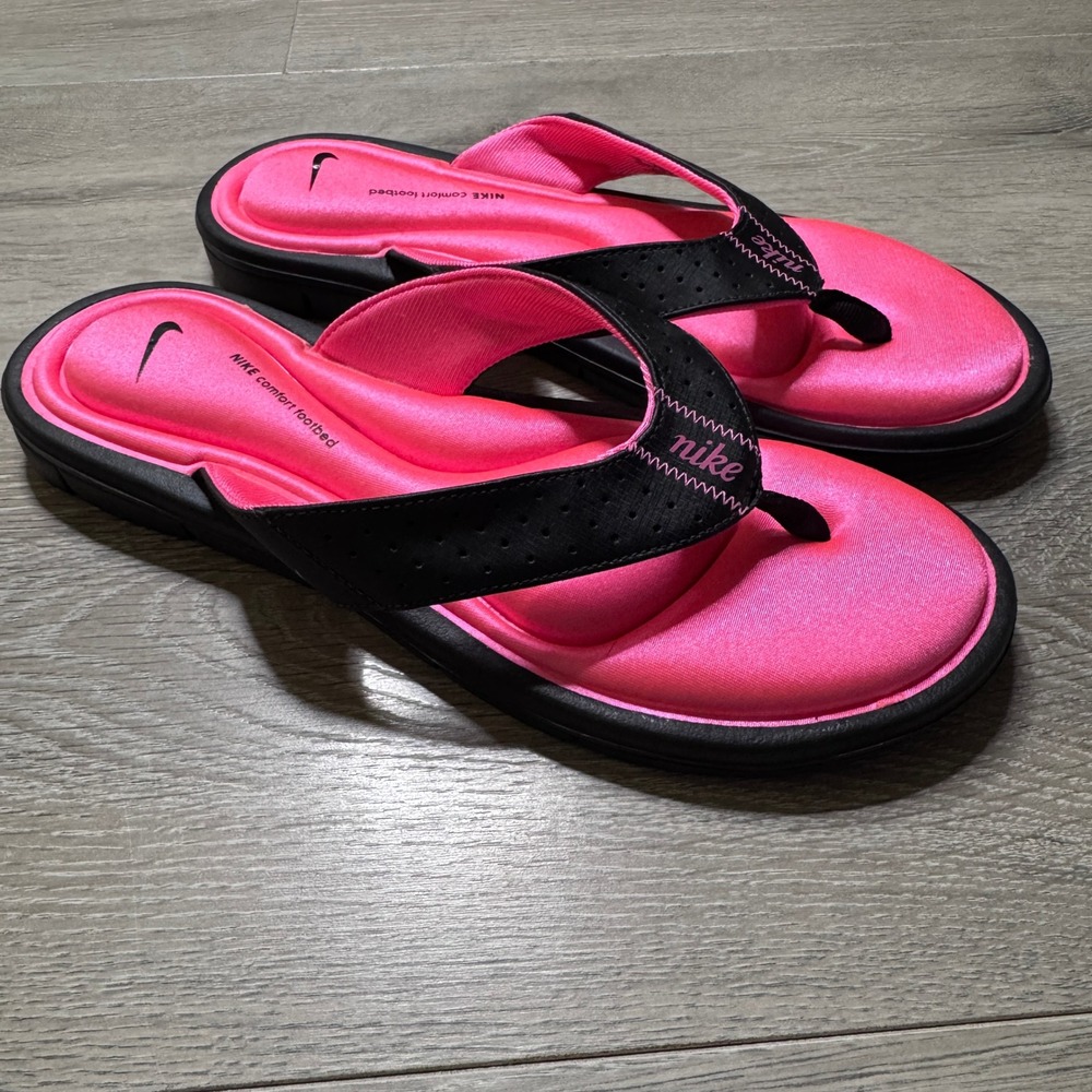 Nike Comfort Footbed Pink Black Flip Flops Thong Sandals 354826 Womens Size 11